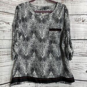 Anne Klein Zebra Print Blouse - Black and White